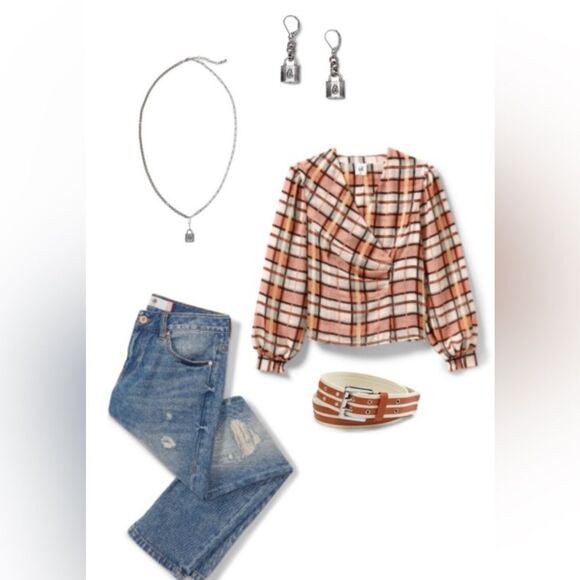 CAbi whist blouse in pastel painted plaid size medium - Picture 4 of 12